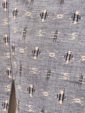 1950s Slate Blue Silk Geometric Pattern Kimono Robe